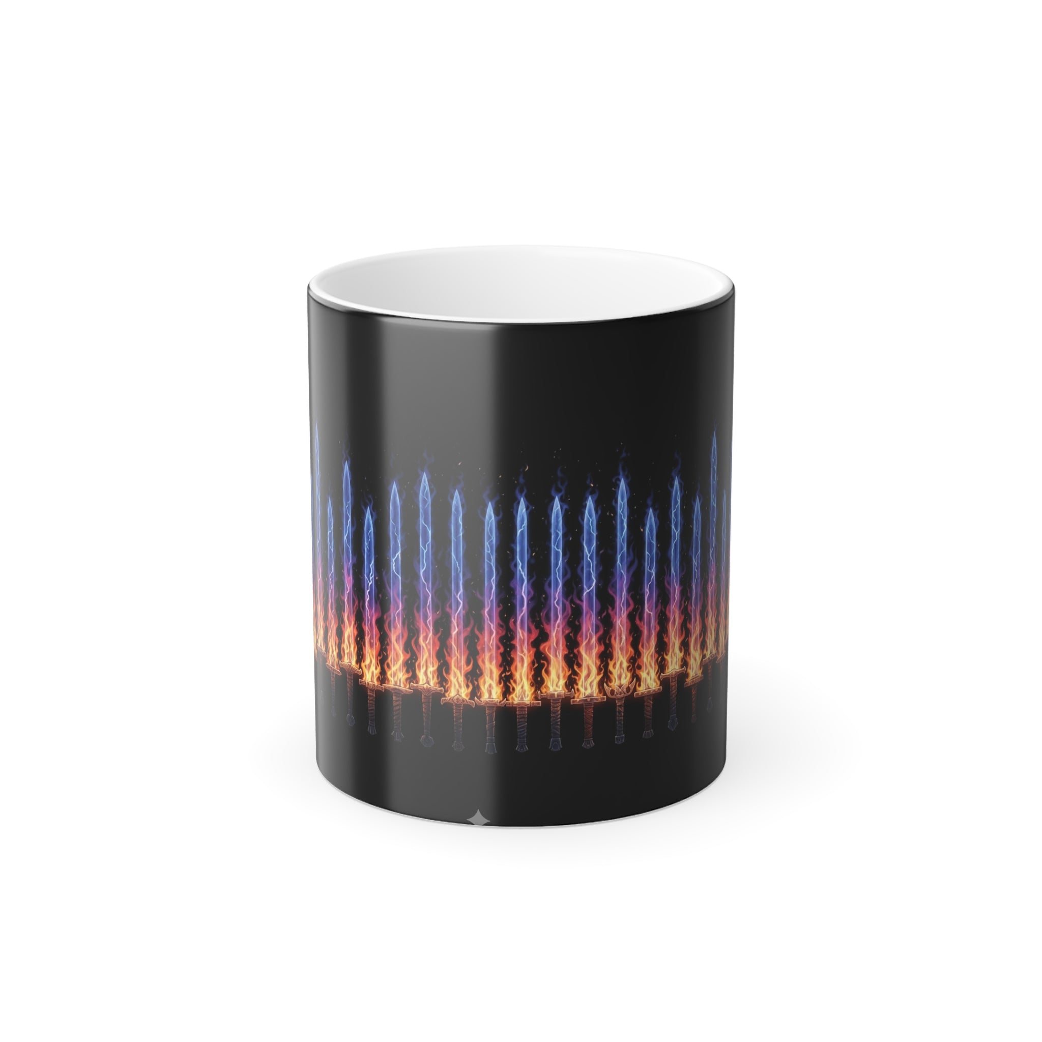 Color-Changing Mug — Rainbow Flame Soundwave Design (11 oz)