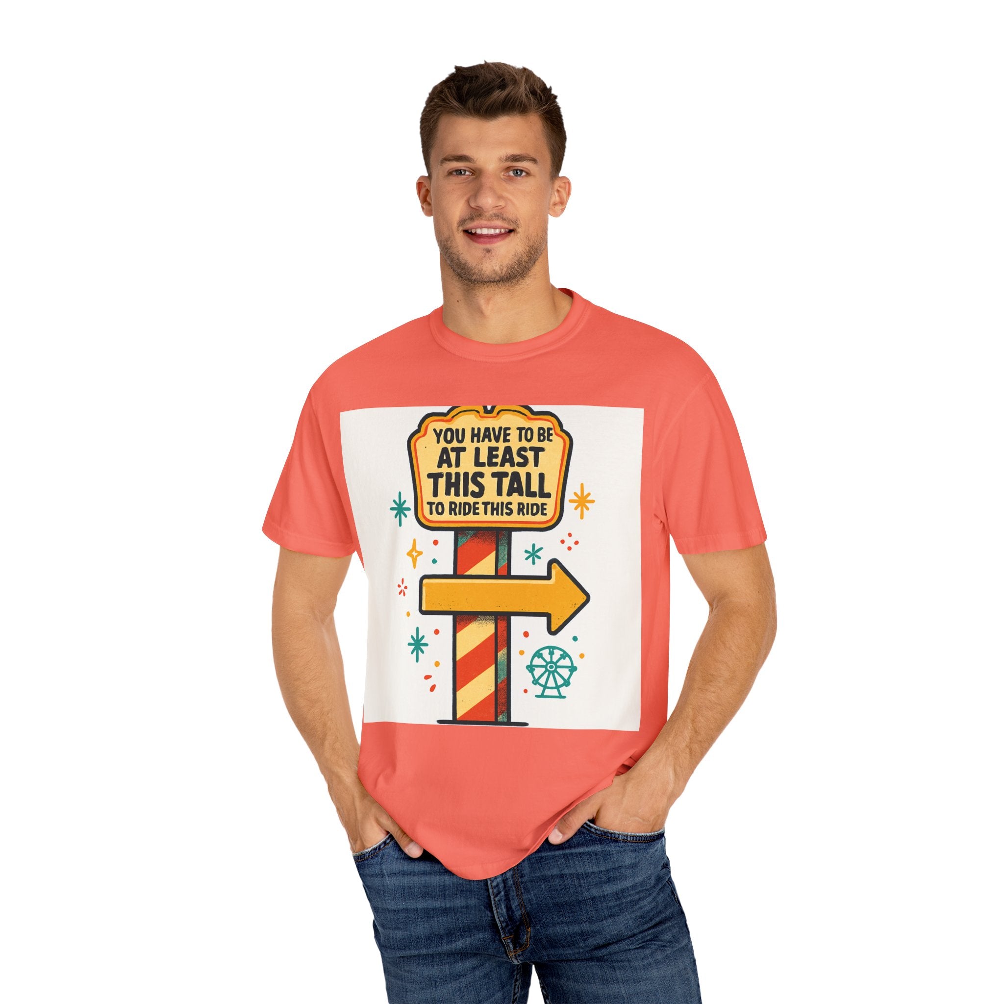 Amusement Park Height Requirement T-Shirt, Funny Graphic Tee, Unisex Casual Wear, Ride Safety Humor, Gift for Theme Park Lovers
