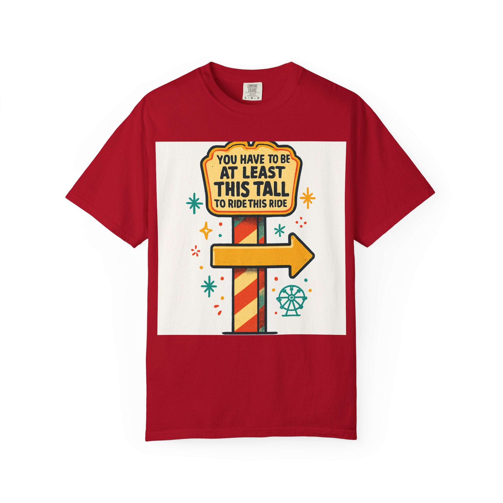 Amusement Park Height Requirement T-Shirt, Funny Graphic Tee, Unisex Casual Wear, Ride Safety Humor, Gift for Theme Park Lovers