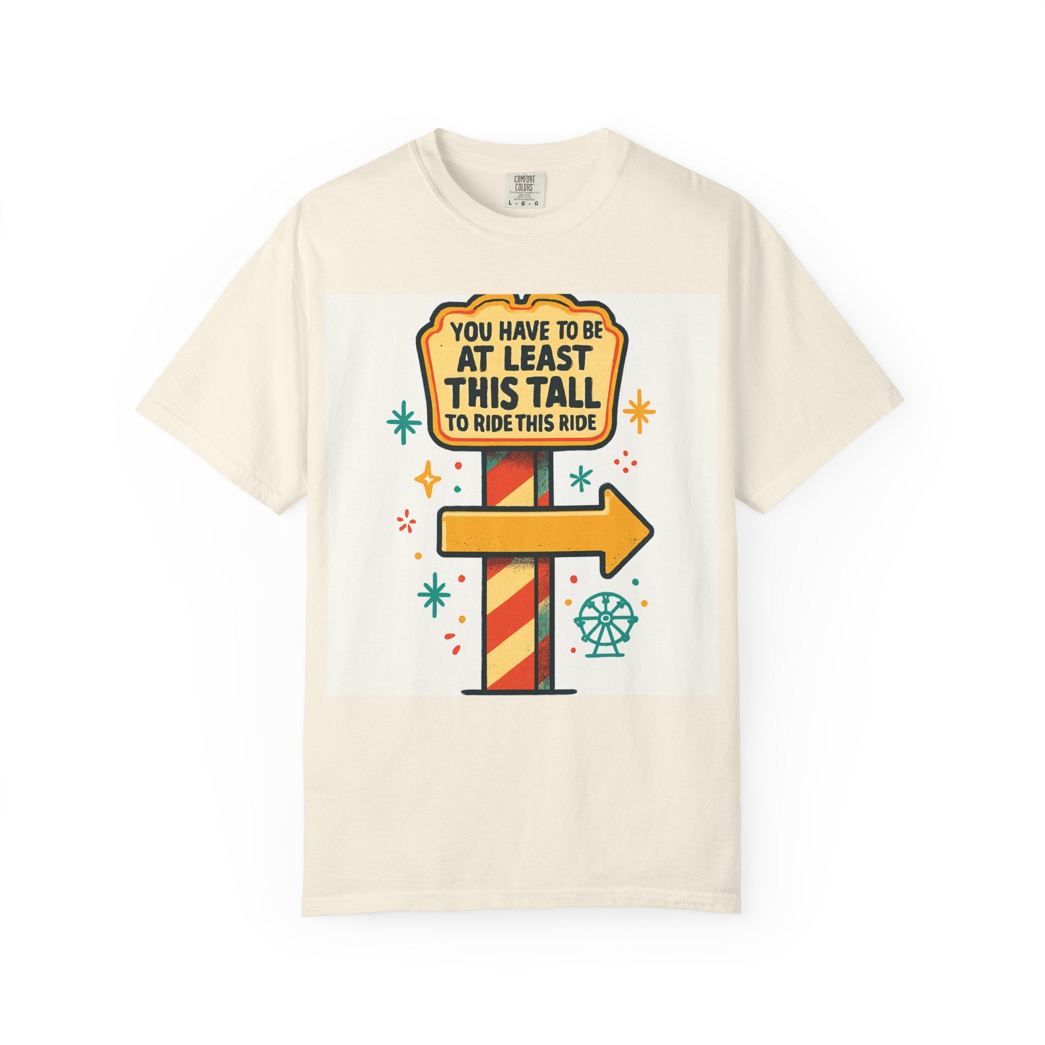 Amusement Park Height Requirement T-Shirt, Funny Graphic Tee, Unisex Casual Wear, Ride Safety Humor, Gift for Theme Park Lovers