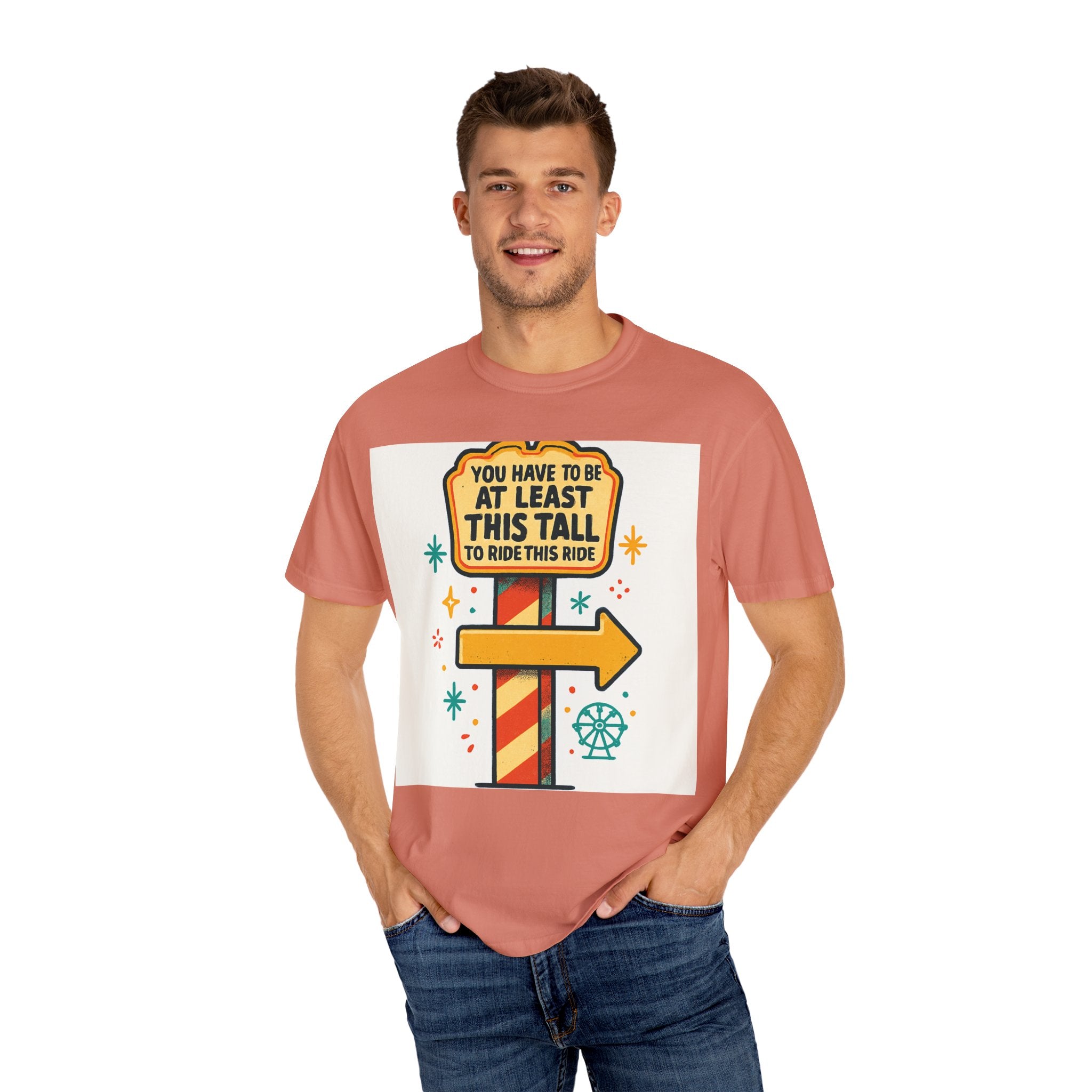 Amusement Park Height Requirement T-Shirt, Funny Graphic Tee, Unisex Casual Wear, Ride Safety Humor, Gift for Theme Park Lovers