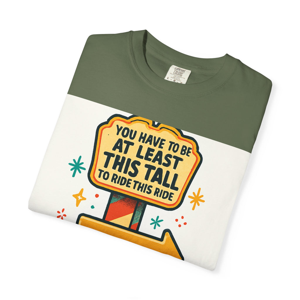 Amusement Park Height Requirement T-Shirt, Funny Graphic Tee, Unisex Casual Wear, Ride Safety Humor, Gift for Theme Park Lovers