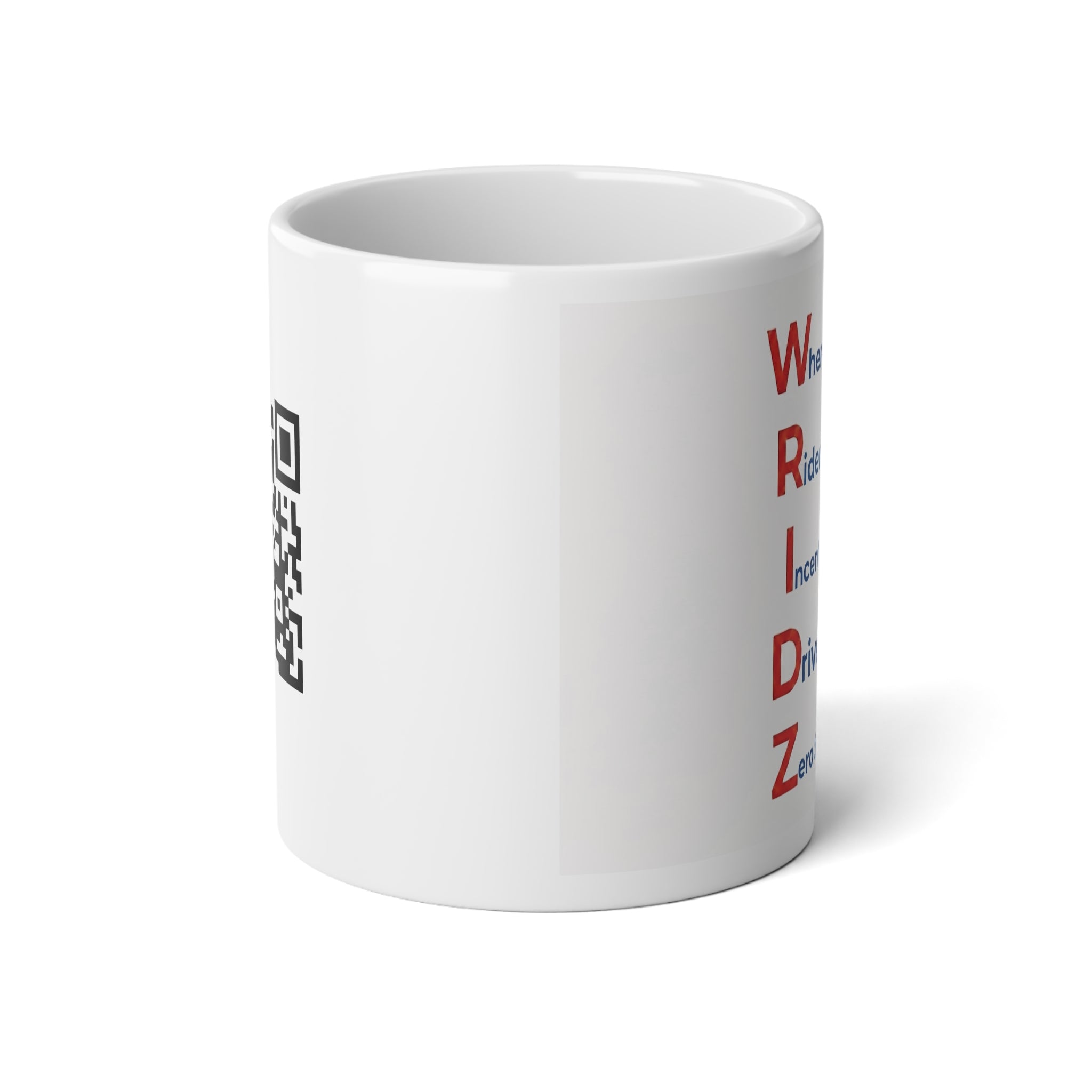 20oz Jumbo Mug — QR Code & Vertical Text Coffee Cup (Customizable Message)