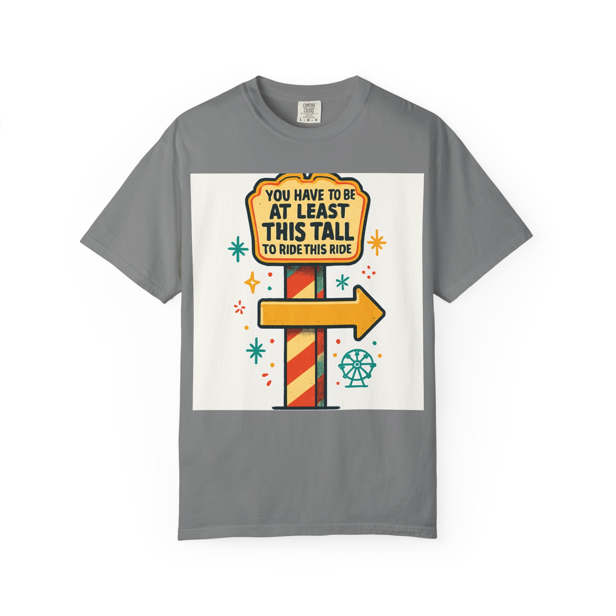 Amusement Park Height Requirement T-Shirt, Funny Graphic Tee, Unisex Casual Wear, Ride Safety Humor, Gift for Theme Park Lovers