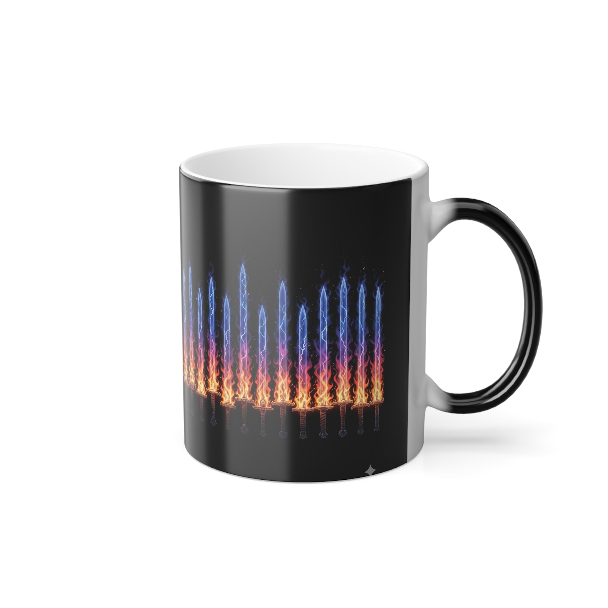 Color-Changing Mug — Rainbow Flame Soundwave Design (11 oz)