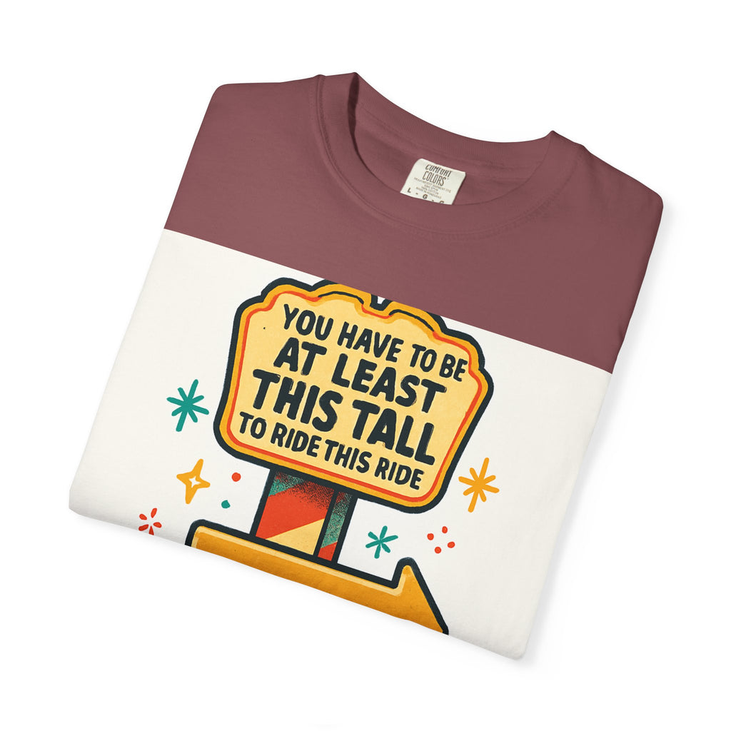 Amusement Park Height Requirement T-Shirt, Funny Graphic Tee, Unisex Casual Wear, Ride Safety Humor, Gift for Theme Park Lovers