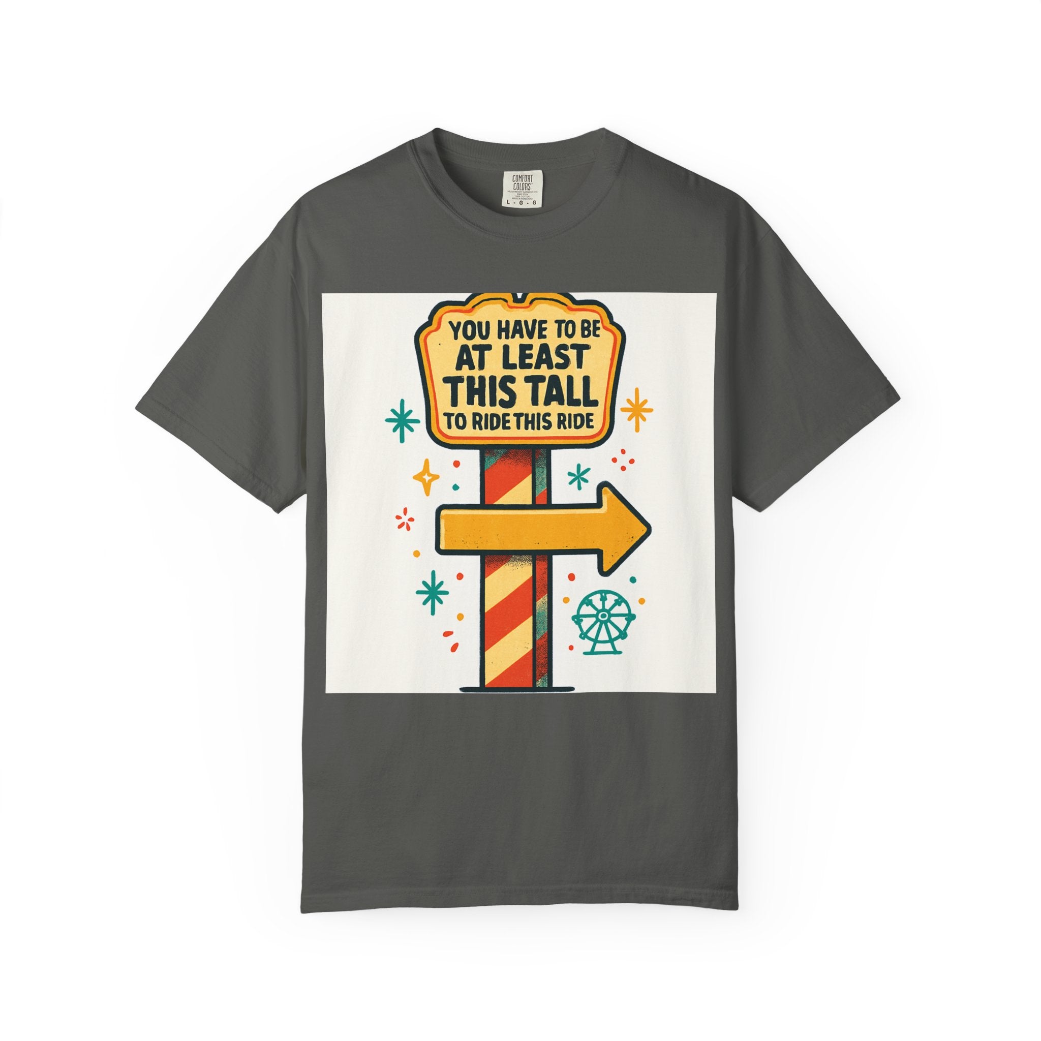 Amusement Park Height Requirement T-Shirt, Funny Graphic Tee, Unisex Casual Wear, Ride Safety Humor, Gift for Theme Park Lovers