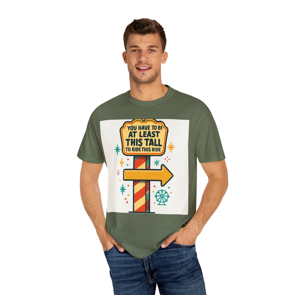 Amusement Park Height Requirement T-Shirt, Funny Graphic Tee, Unisex Casual Wear, Ride Safety Humor, Gift for Theme Park Lovers