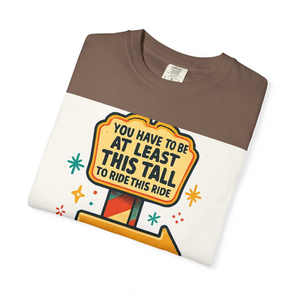 Amusement Park Height Requirement T-Shirt, Funny Graphic Tee, Unisex Casual Wear, Ride Safety Humor, Gift for Theme Park Lovers