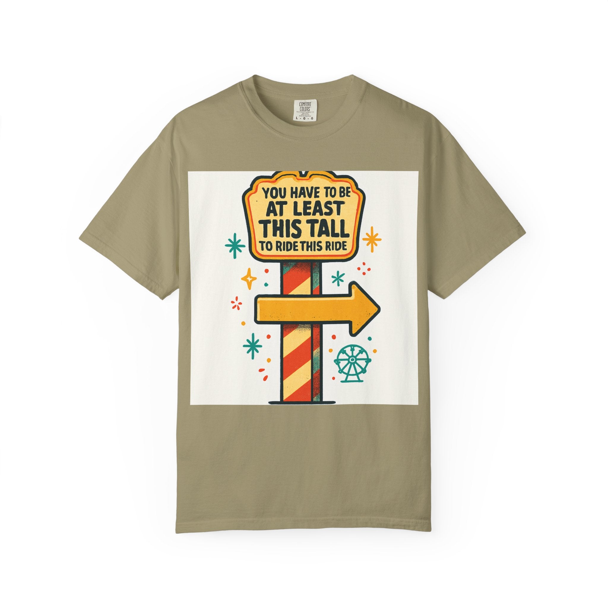 Amusement Park Height Requirement T-Shirt, Funny Graphic Tee, Unisex Casual Wear, Ride Safety Humor, Gift for Theme Park Lovers