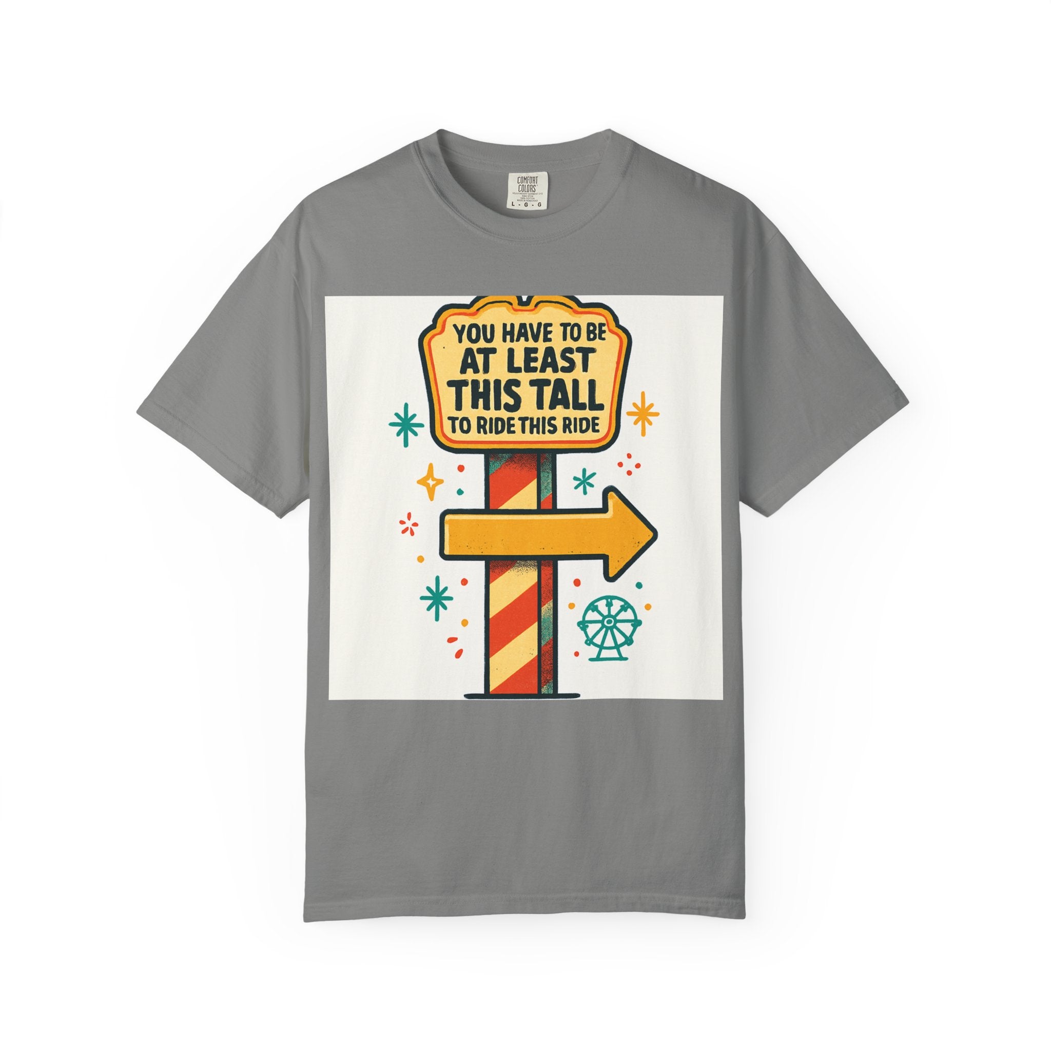 Amusement Park Height Requirement T-Shirt, Funny Graphic Tee, Unisex Casual Wear, Ride Safety Humor, Gift for Theme Park Lovers