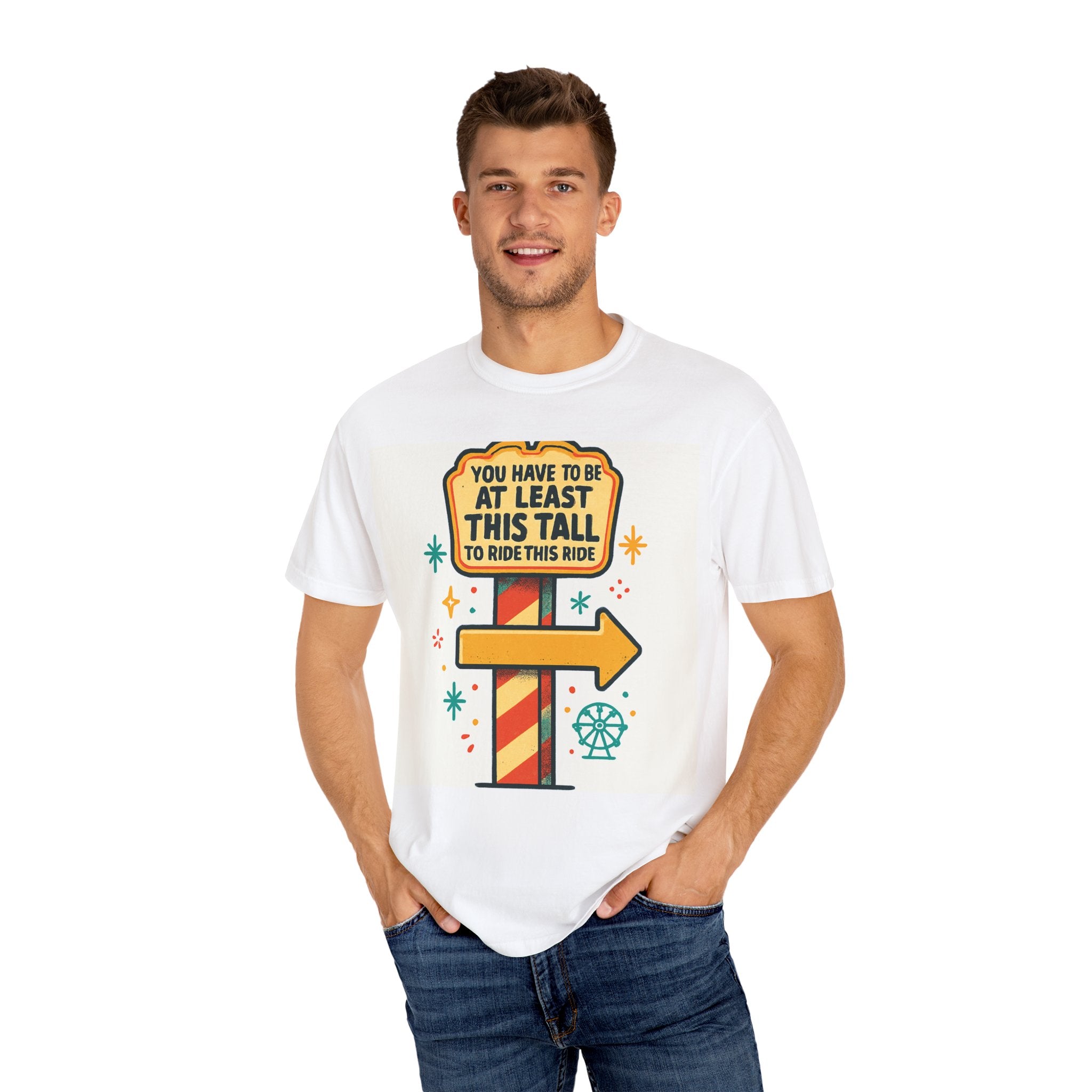Amusement Park Height Requirement T-Shirt, Funny Graphic Tee, Unisex Casual Wear, Ride Safety Humor, Gift for Theme Park Lovers