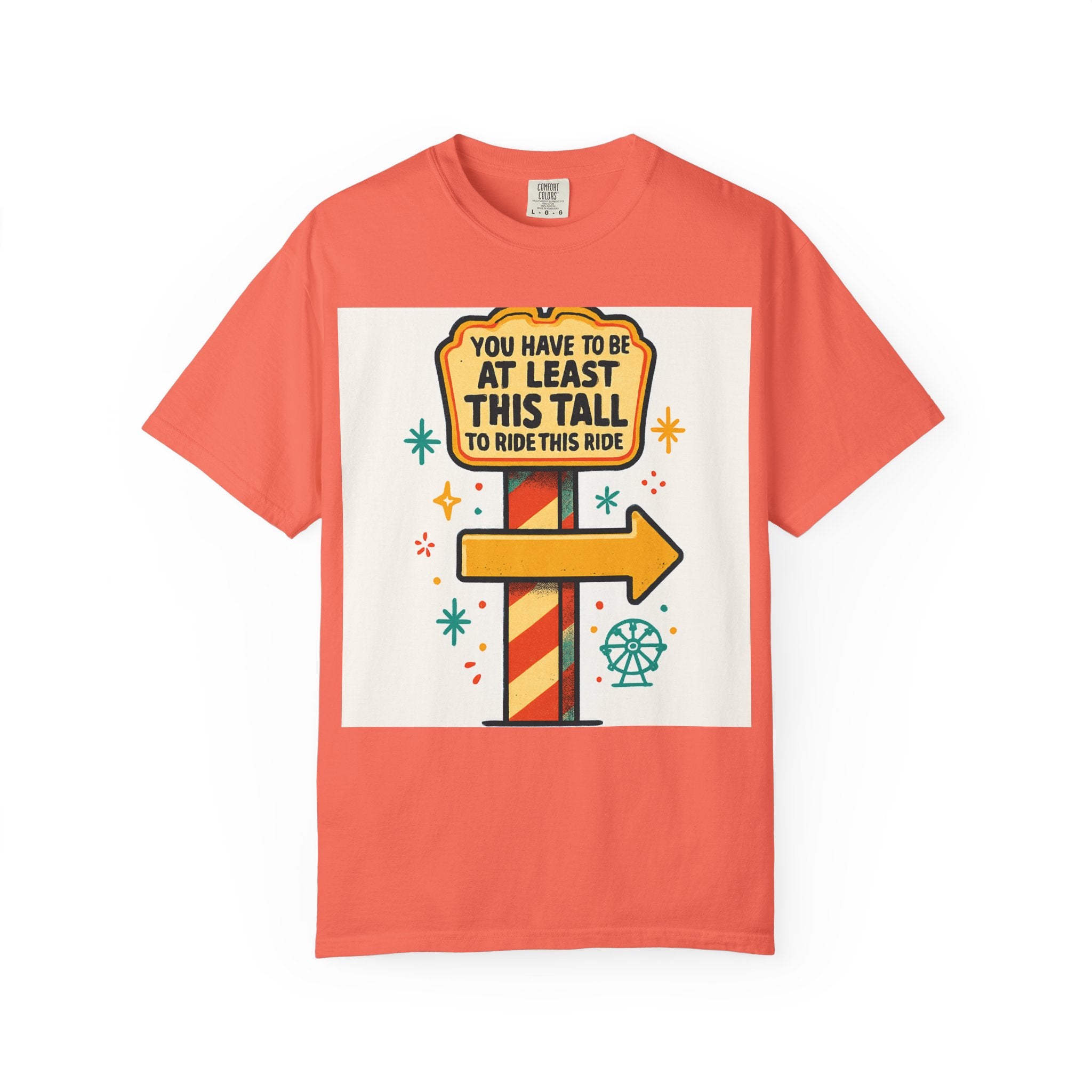 Amusement Park Height Requirement T-Shirt, Funny Graphic Tee, Unisex Casual Wear, Ride Safety Humor, Gift for Theme Park Lovers