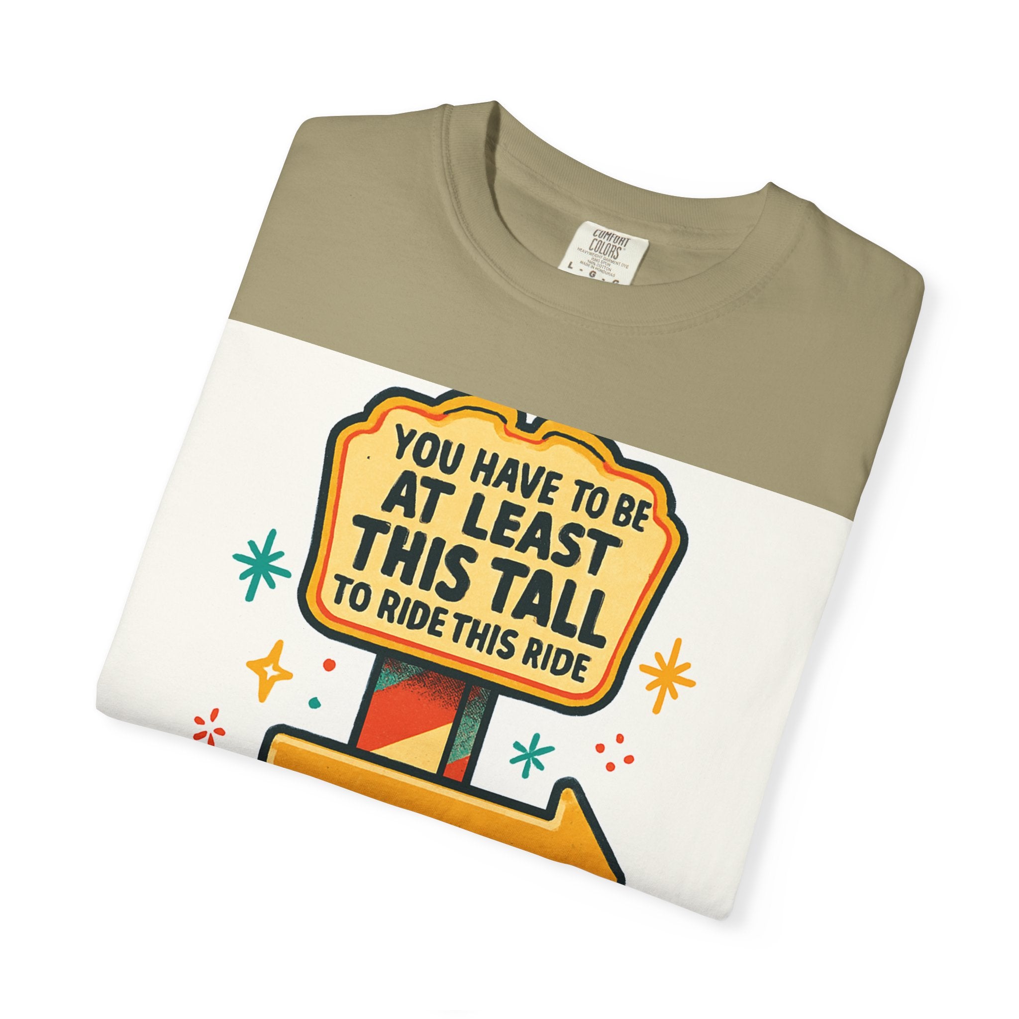 Amusement Park Height Requirement T-Shirt, Funny Graphic Tee, Unisex Casual Wear, Ride Safety Humor, Gift for Theme Park Lovers