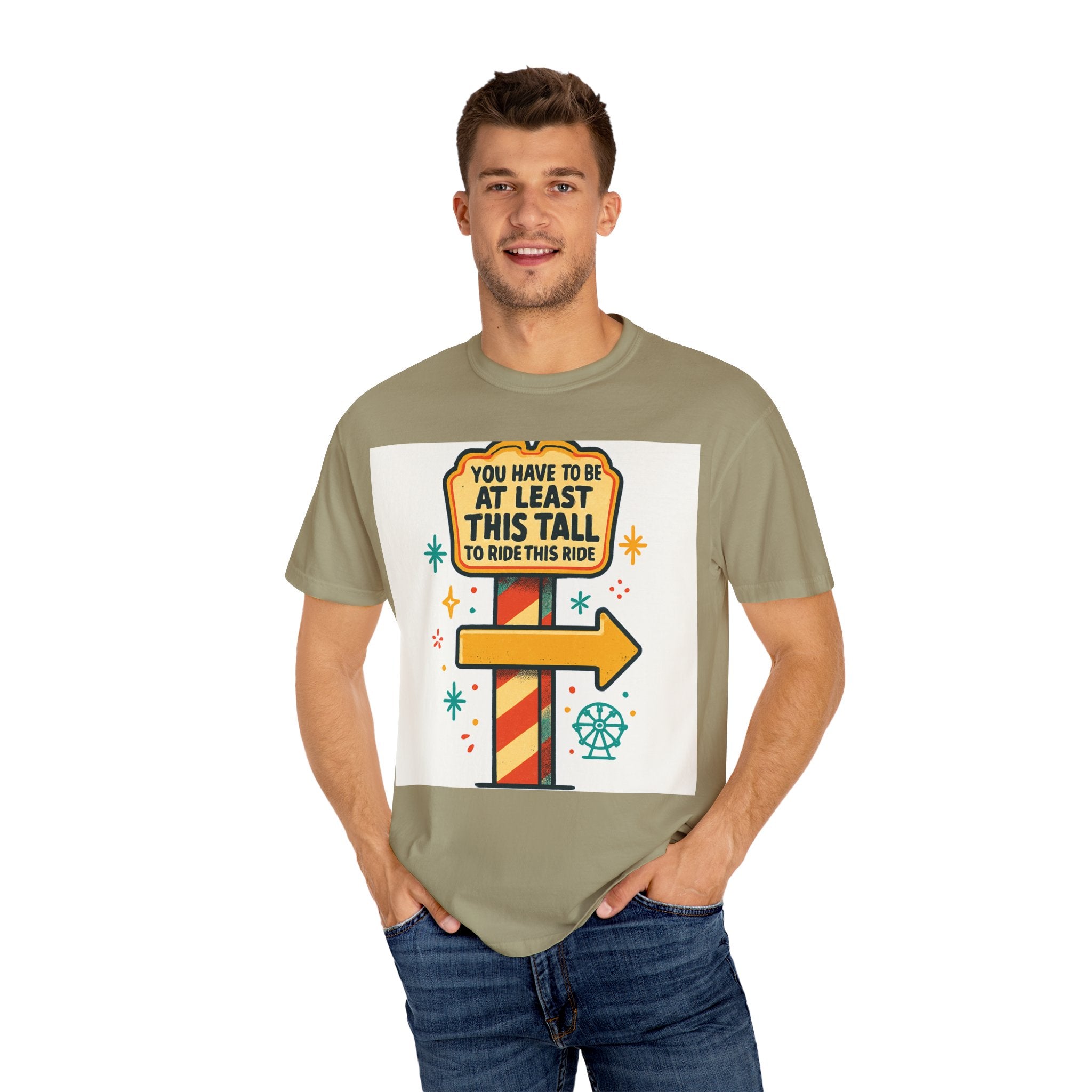 Amusement Park Height Requirement T-Shirt, Funny Graphic Tee, Unisex Casual Wear, Ride Safety Humor, Gift for Theme Park Lovers