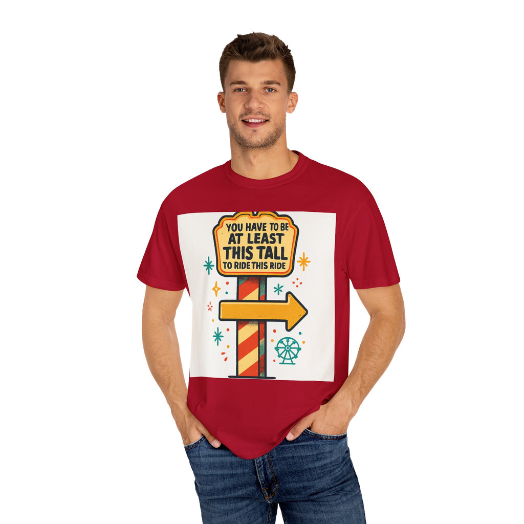 Amusement Park Height Requirement T-Shirt, Funny Graphic Tee, Unisex Casual Wear, Ride Safety Humor, Gift for Theme Park Lovers