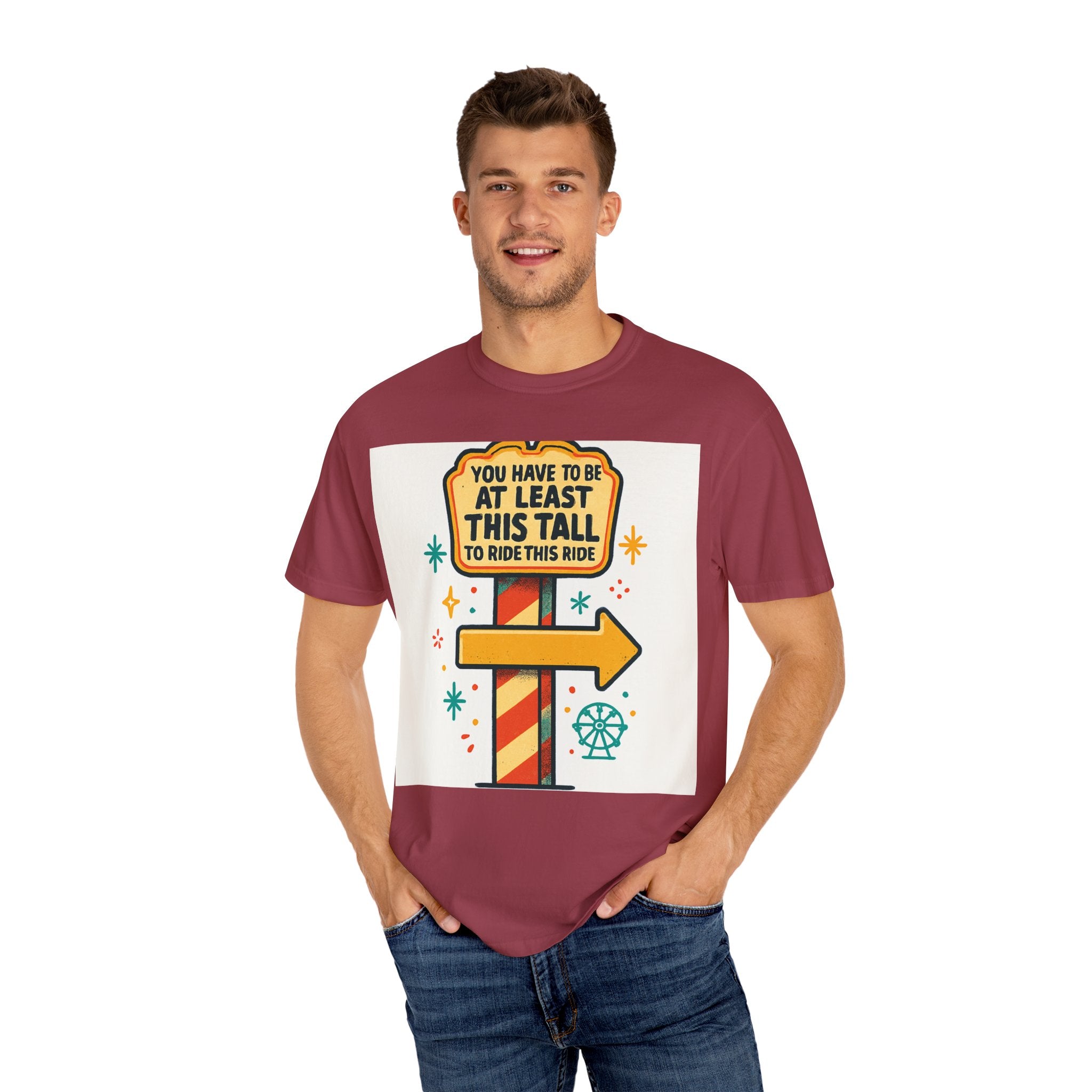 Amusement Park Height Requirement T-Shirt, Funny Graphic Tee, Unisex Casual Wear, Ride Safety Humor, Gift for Theme Park Lovers