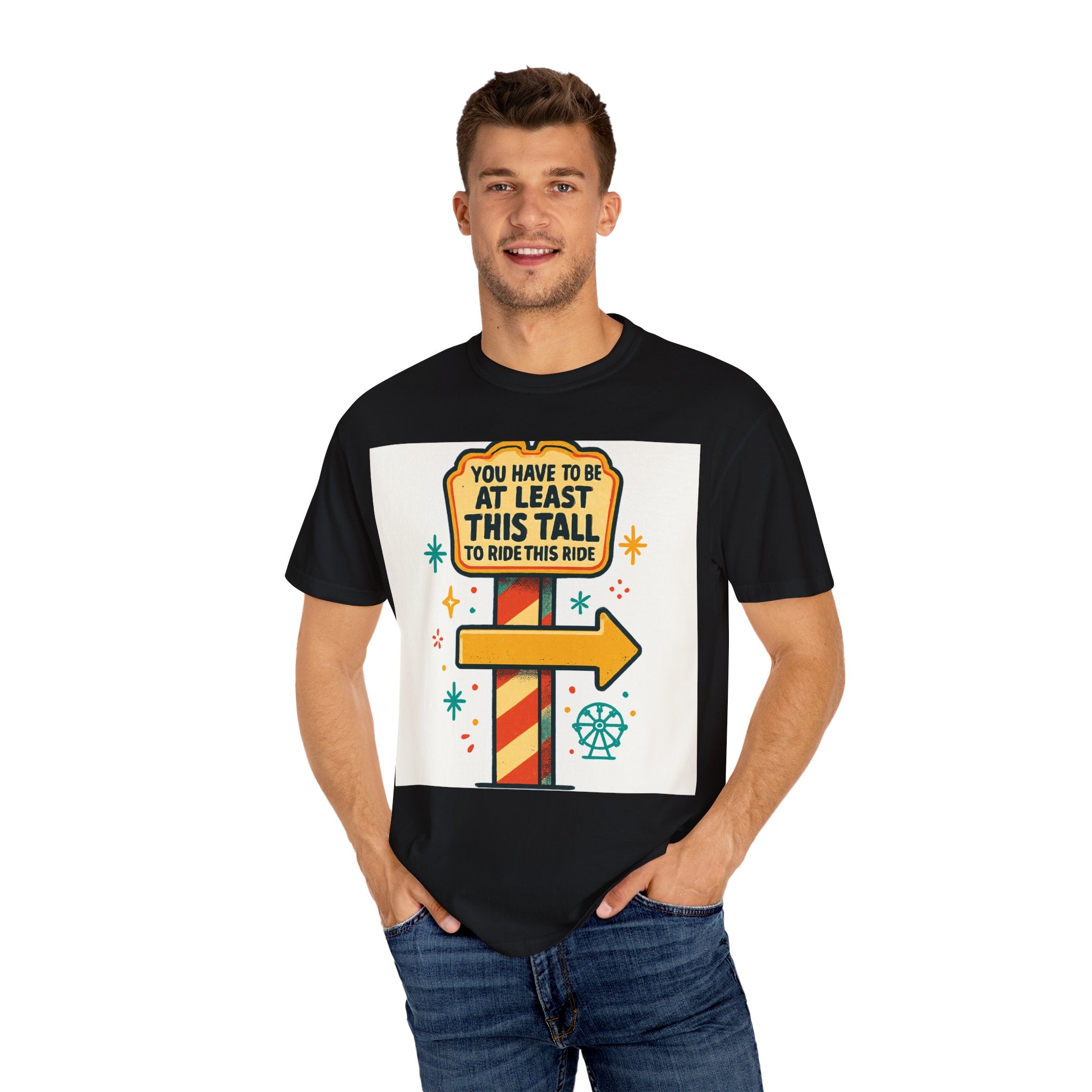 Amusement Park Height Requirement T-Shirt, Funny Graphic Tee, Unisex Casual Wear, Ride Safety Humor, Gift for Theme Park Lovers