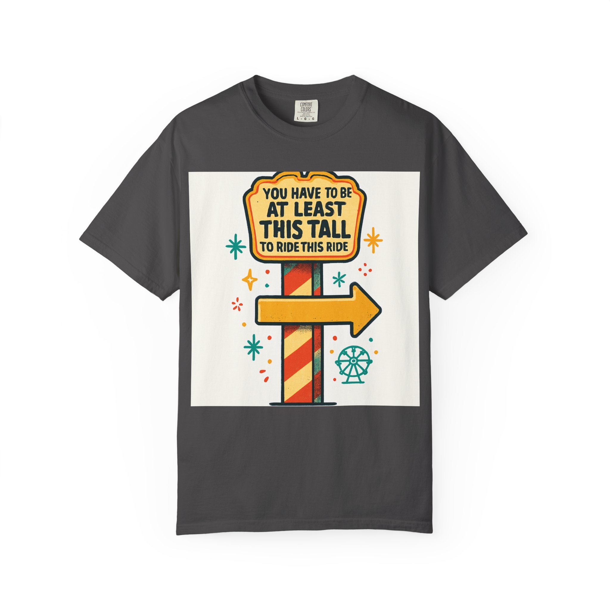 Amusement Park Height Requirement T-Shirt, Funny Graphic Tee, Unisex Casual Wear, Ride Safety Humor, Gift for Theme Park Lovers