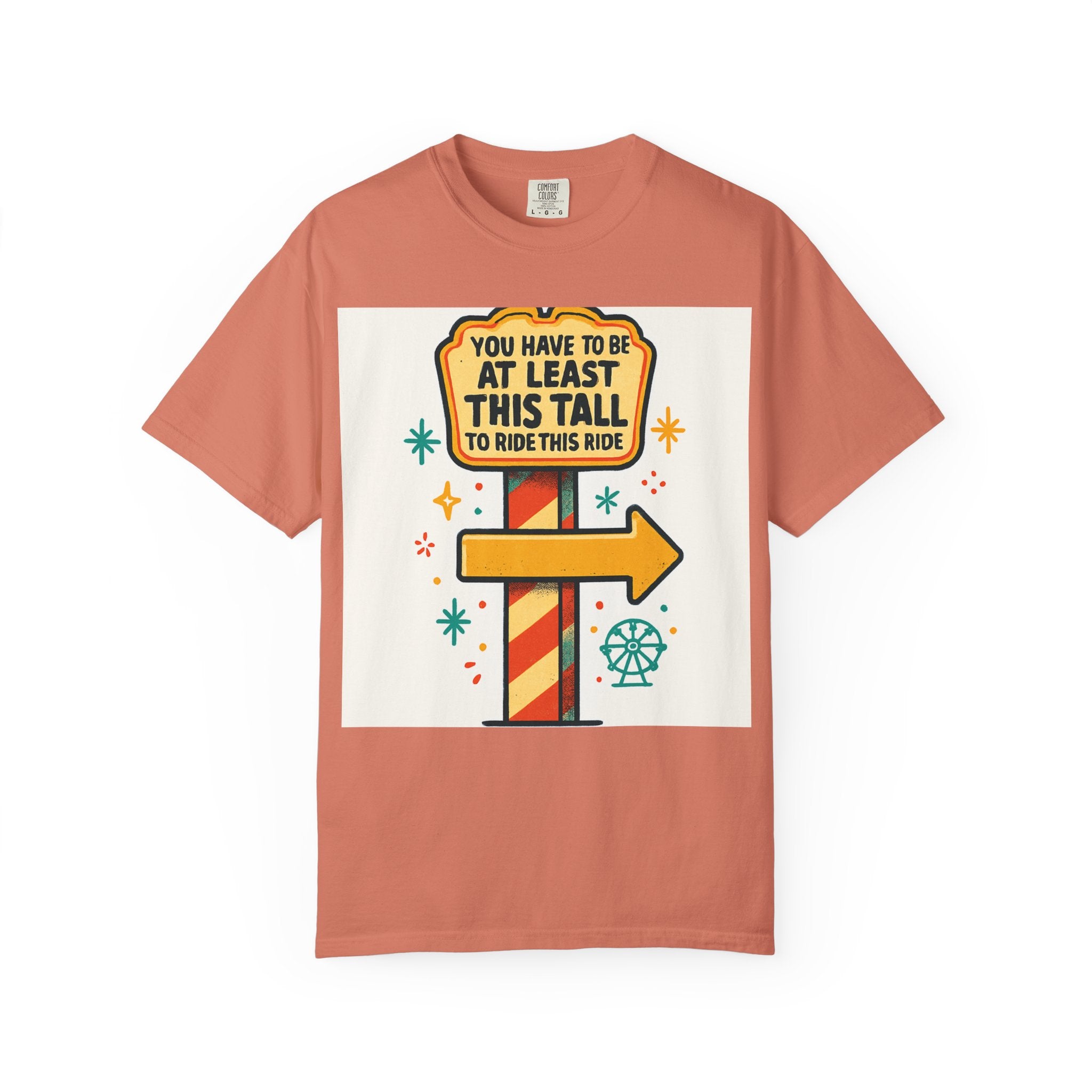 Amusement Park Height Requirement T-Shirt, Funny Graphic Tee, Unisex Casual Wear, Ride Safety Humor, Gift for Theme Park Lovers
