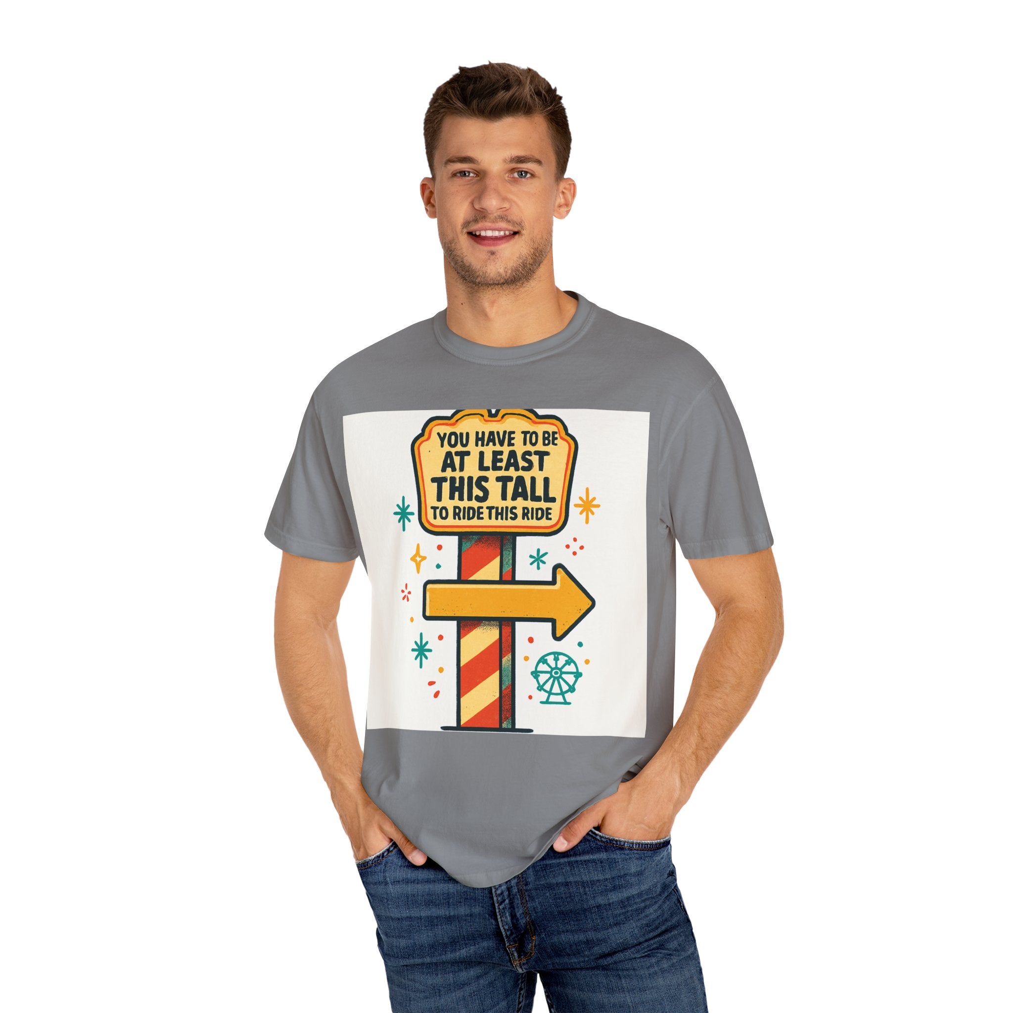 Amusement Park Height Requirement T-Shirt, Funny Graphic Tee, Unisex Casual Wear, Ride Safety Humor, Gift for Theme Park Lovers