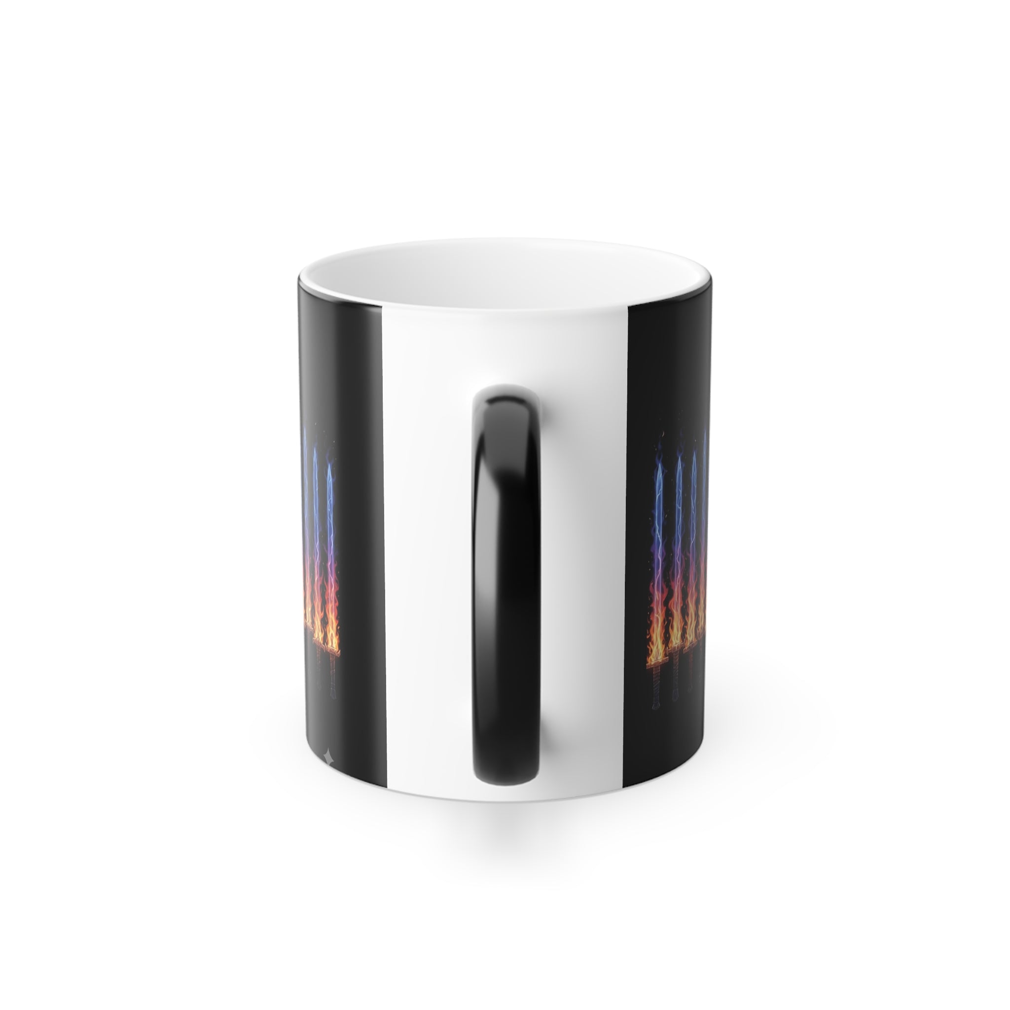 Color-Changing Mug — Rainbow Flame Soundwave Design (11 oz)