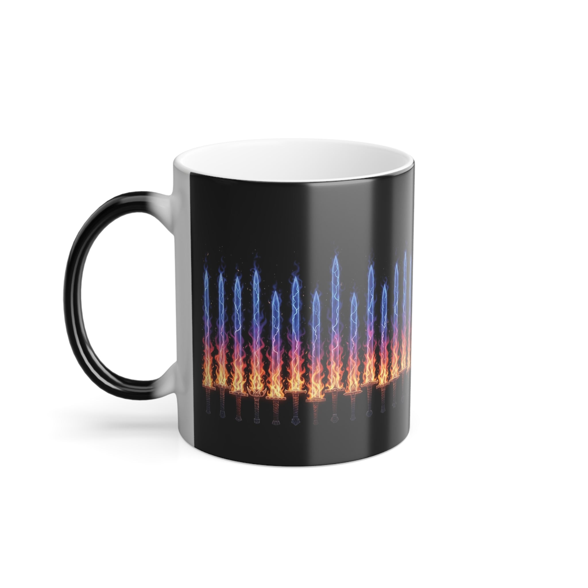 Color-Changing Mug — Rainbow Flame Soundwave Design (11 oz)