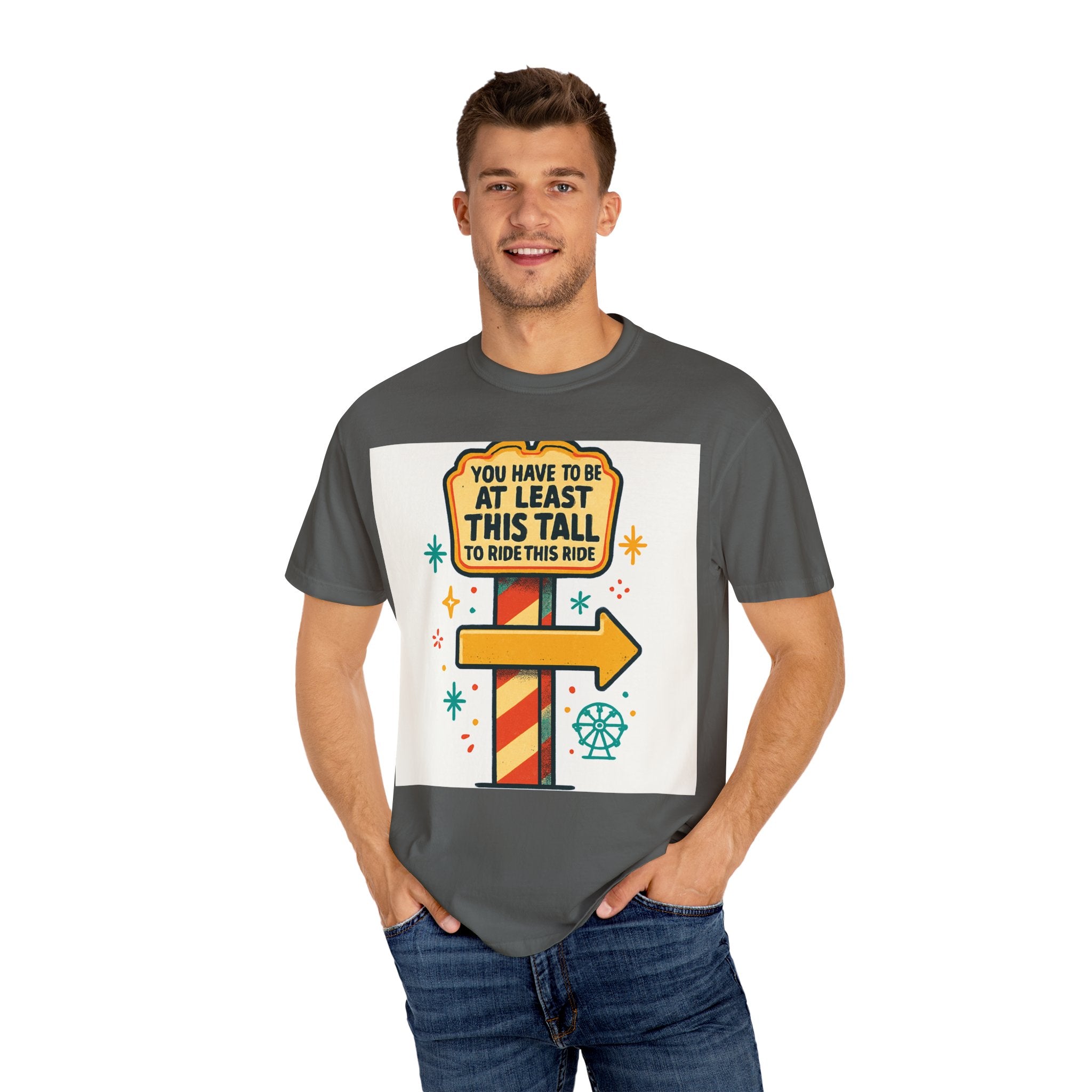 Amusement Park Height Requirement T-Shirt, Funny Graphic Tee, Unisex Casual Wear, Ride Safety Humor, Gift for Theme Park Lovers