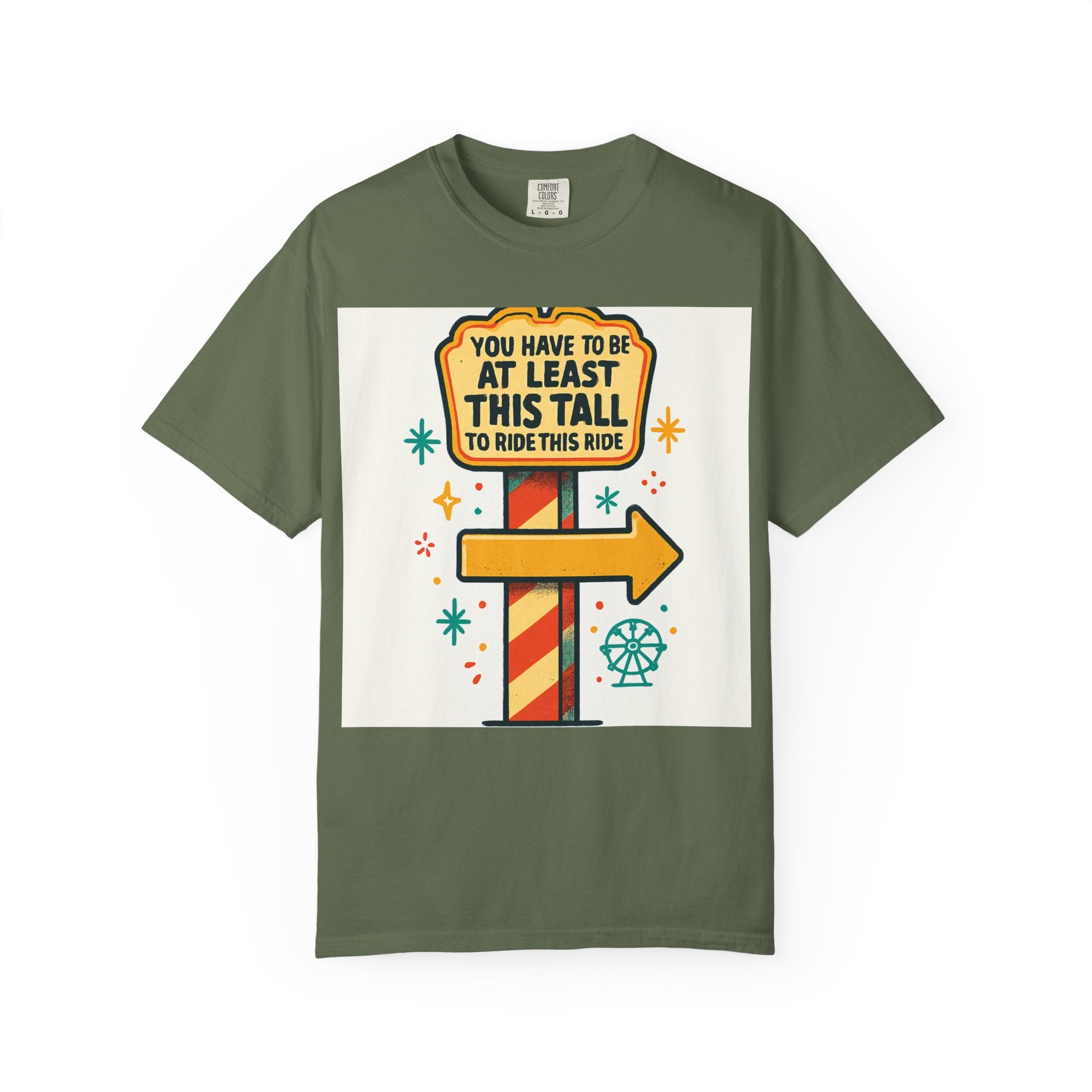 Amusement Park Height Requirement T-Shirt, Funny Graphic Tee, Unisex Casual Wear, Ride Safety Humor, Gift for Theme Park Lovers