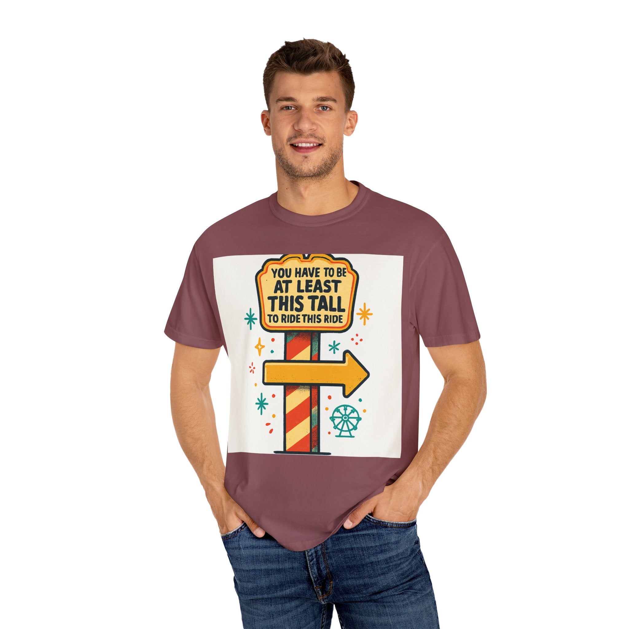Amusement Park Height Requirement T-Shirt, Funny Graphic Tee, Unisex Casual Wear, Ride Safety Humor, Gift for Theme Park Lovers